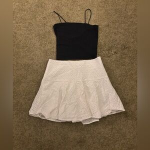 American Eagle Outfitters Top & White H&M Mini Skirt
